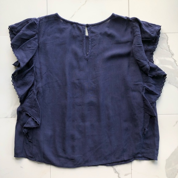 American Eagle Blue And White Embroidered Top - Picture 3 of 8